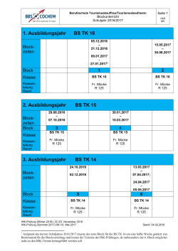 Blockplan BS Tourismuskaufleute 2016/2017