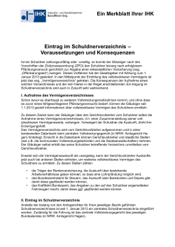 Eintrag im Schuldnerverzeichnis - IHK Bonn/Rhein-Sieg