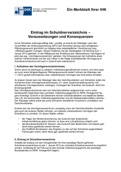 Eintrag im Schuldnerverzeichnis - IHK Bonn/Rhein-Sieg