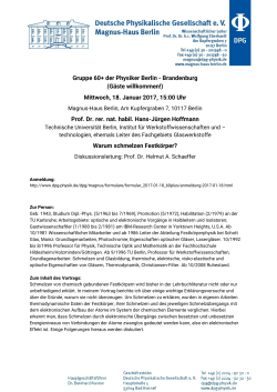 Gruppe 60+ der Physiker Berlin - Brandenburg (G&auml;ste willkommen
