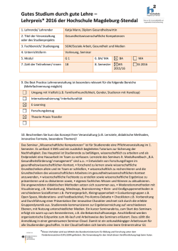 Gutes Studium durch gute Lehre - Hochschule Magdeburg