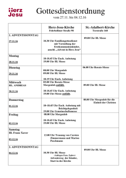 Gottesdienstordnung 27.11. - 04.12.16