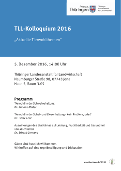 TLL-Kolloquium 2016 - Thüringer Landesanstalt für Landwirtschaft