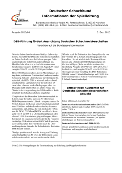 Deutscher Schachbund Informationen der Spielleitung