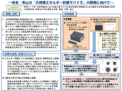 ～安全・安心な「大規模エネルギー貯蔵デバイス」の開発に向けて～