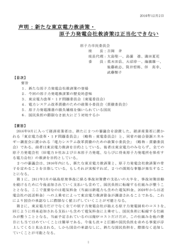 声明：新たな東京電力救済策・ 原子力発電会社救済