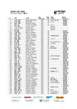 1 小原 将寿 東京都 34 JPN 3 牛田 美樹 群馬県 36 JPN 10 田坂 洋範