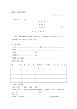 様式第1号(第4条関係) 年 月 日 小浜市長 様 所 在 地 事業所名 代表者