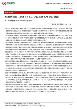 利用状況から見えてくるEPAにおける今後の課題
