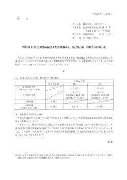 平成 28 年 12 月期期末配当予想の増額修正（記念配当）に関するお知らせ