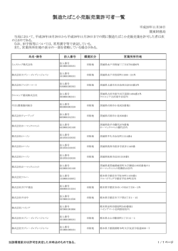 製造たばこ小売販売業許可者一覧