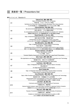 発表者一覧 / Presenters list