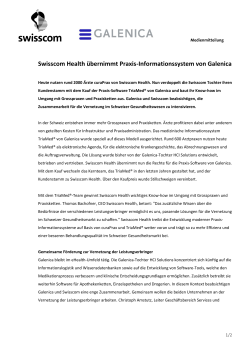 Swisscom Health übernimmt Praxis-Informationssystem von Galenica