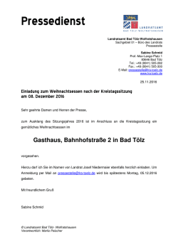 Presseeinladung zum Weihnachtsessen