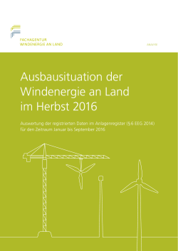 Ausbausituation der Windenergie an Land im Herbst 2016