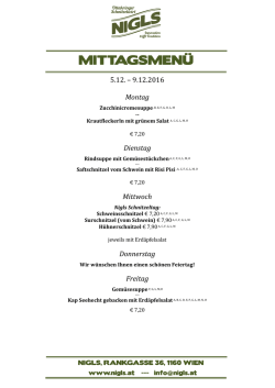 5.12. – 9.12.2016 Montag Dienstag Mittwoch Donnerstag Freitag