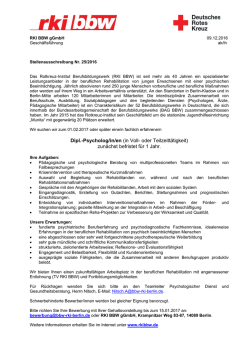 Dipl.-Psycholog/in/en (in Voll- oder Teilzeitt&auml;tigkeit) zun&auml;chst