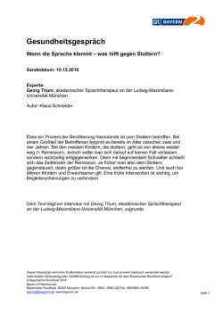 Stottern - Gesundheitsgespräch - Bayern 2