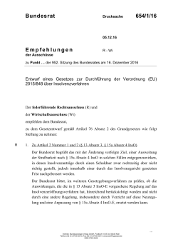 Bundesrat 654/1/16 Empfehlungen - Umwelt