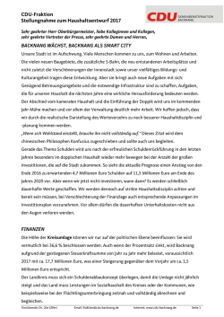 Haushaltsrede 2015: Stichworte