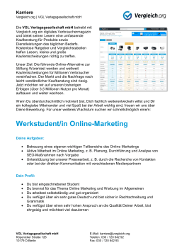 Werkstudent/in Online-Marketing