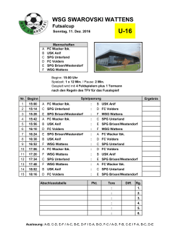 Turnierplan U16 - WSG Swarovski Wattens