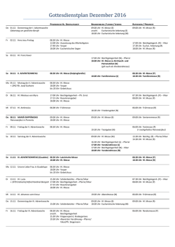 Gottesdienstplan Dezember 2016