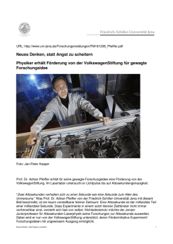 Neues Denken, statt Angst zu scheitern Physiker erh&auml;lt F&ouml;rderung