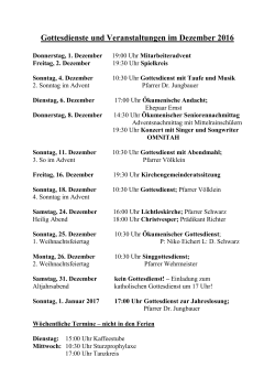 Gottesdienste und Veranstaltungen im Dezember 2016