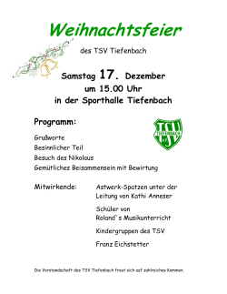 Weihnachtsfeier - TSV Tiefenbach