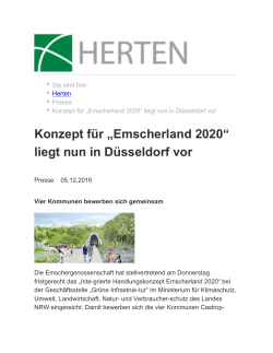 Konzept für „Emscherland 2020“ liegt nun in Düsseldorf vor