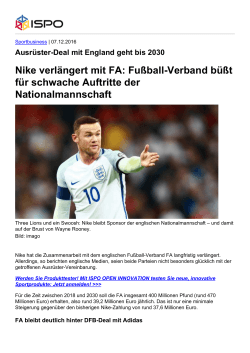 Nike verlängert mit FA: Fußball-Verband büßt für schwache