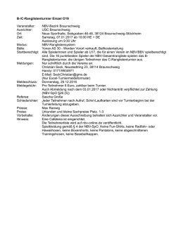 B-/C-Ranglistenturnier Einzel O19 Veranstalter: NBV