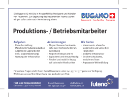 Inserat Produktions-/Betriebsmitarbeiter