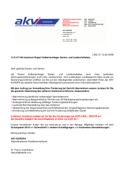 LINZ, 07.12.2016/EB 14 S 47/16h Insolvenz Rupert Halbartschlager