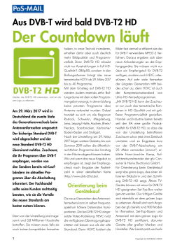 Aus DVB-T wird bald DVB-T2 HD Der Countdown läuft - Pos-Mail