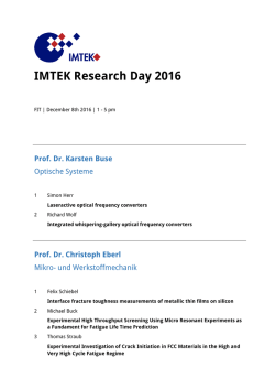 IMTEK Research Day 2016