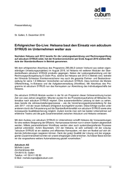 Helsana baut den Einsatz von adcubum SYRIUS im Unternehmen
