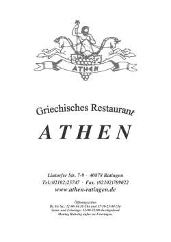 Speisekarte - Restaurant Athen