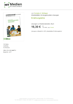 Ernährungslehre - Verlag Handwerk und Technik
