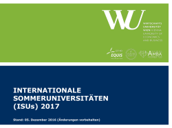 INTERNATIONALE SOMMERUNIVERSIT&Auml;TEN (ISUs) 2017