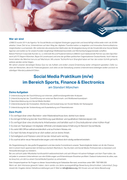 Social Media Praktikum (m/w) im Bereich Sports, Finance