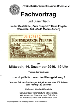 Infoschreiben - Grafschafter M&uuml;nzfreunde Moers e. V.