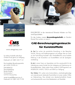 CAE-Berechnungsingenieur/in für Kunststoffteile