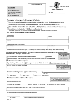 Antrag Bildung und Teilhabe bei Wohngeld
