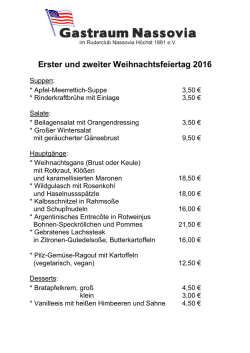Weihnachten 2016 - Gastraum Nassovia