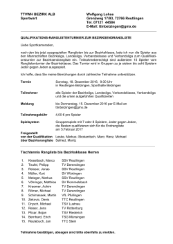 Herren, Bezirksliga - Verbandsliga, zzgl. Qualifizierte