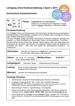 Einf&uuml;hrung und Vertiefung der Fertigkeiten &ndash; Meldeschluss: 30.5.2017