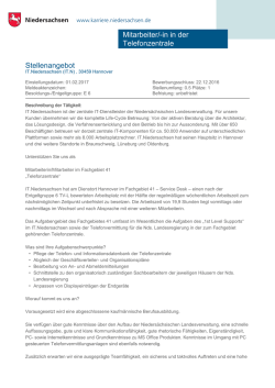 in in der Telefonzentrale - Karriereportal des Landes Niedersachsen