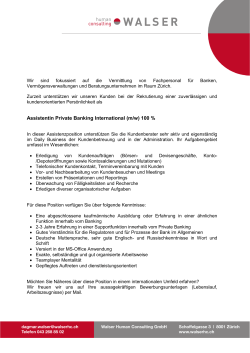 Assistentin Private Banking International (m/w) 100 %